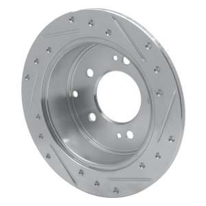 Kia Forte5 Brake Rotor (1) - Rear Left - R1 Concepts - Drilled & Slotted - Silver - `10-`13